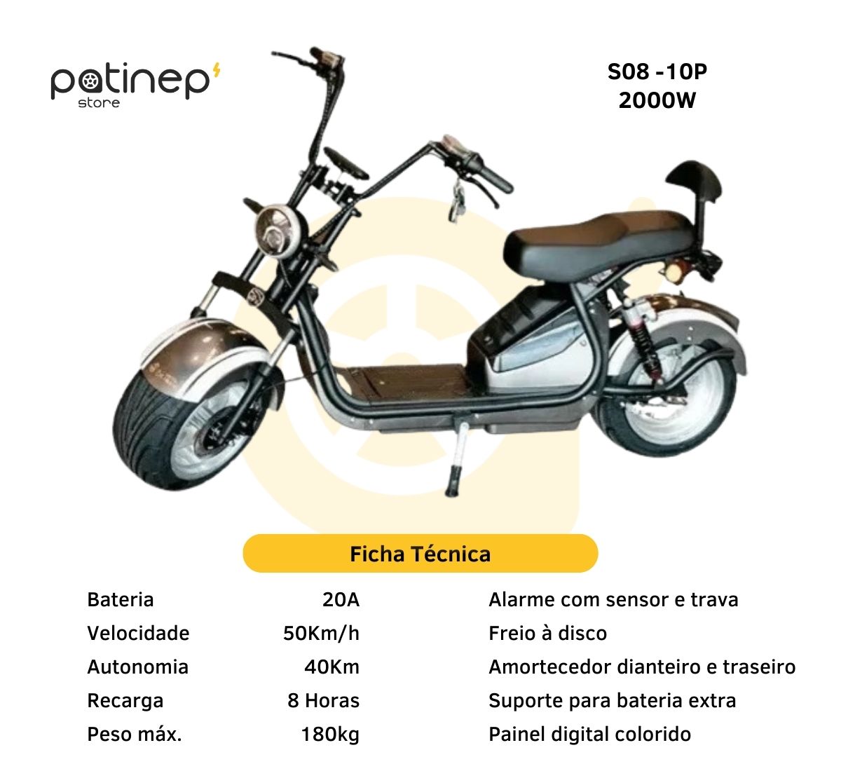 Scooter moto elétrica S08 10P